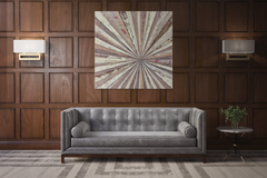 Jusbart Radiant Timber – 40x40 inch Handcrafted Wood Wall Art in Geometric Sunburst Design (Unframed)