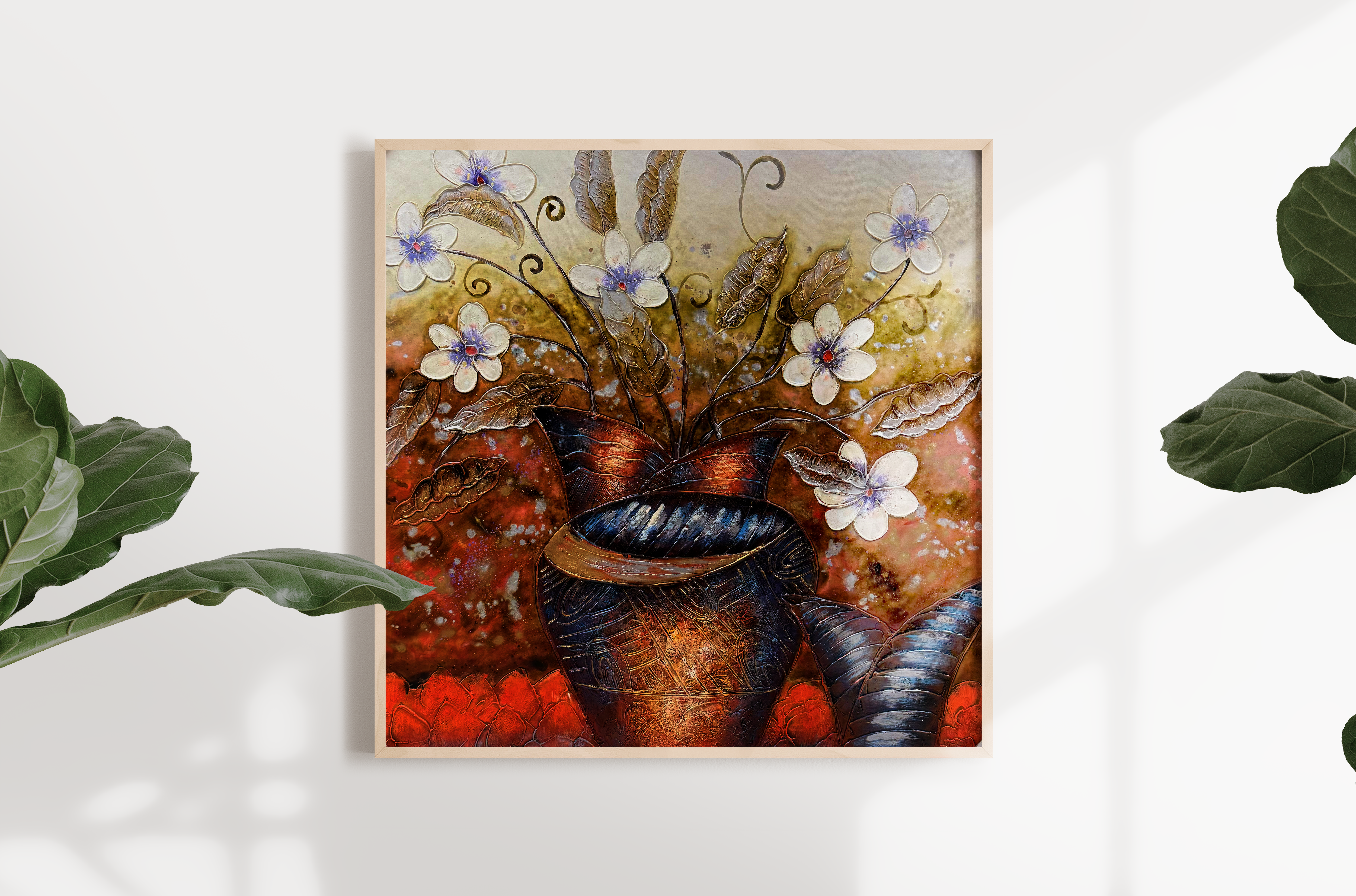 Jusbart 100% Hand-Painted Oil Painting on Canvas – Wall Art for Home Decoration – 37.4x37.4 inch Wall Art for Living Room, Bedroom, or Office