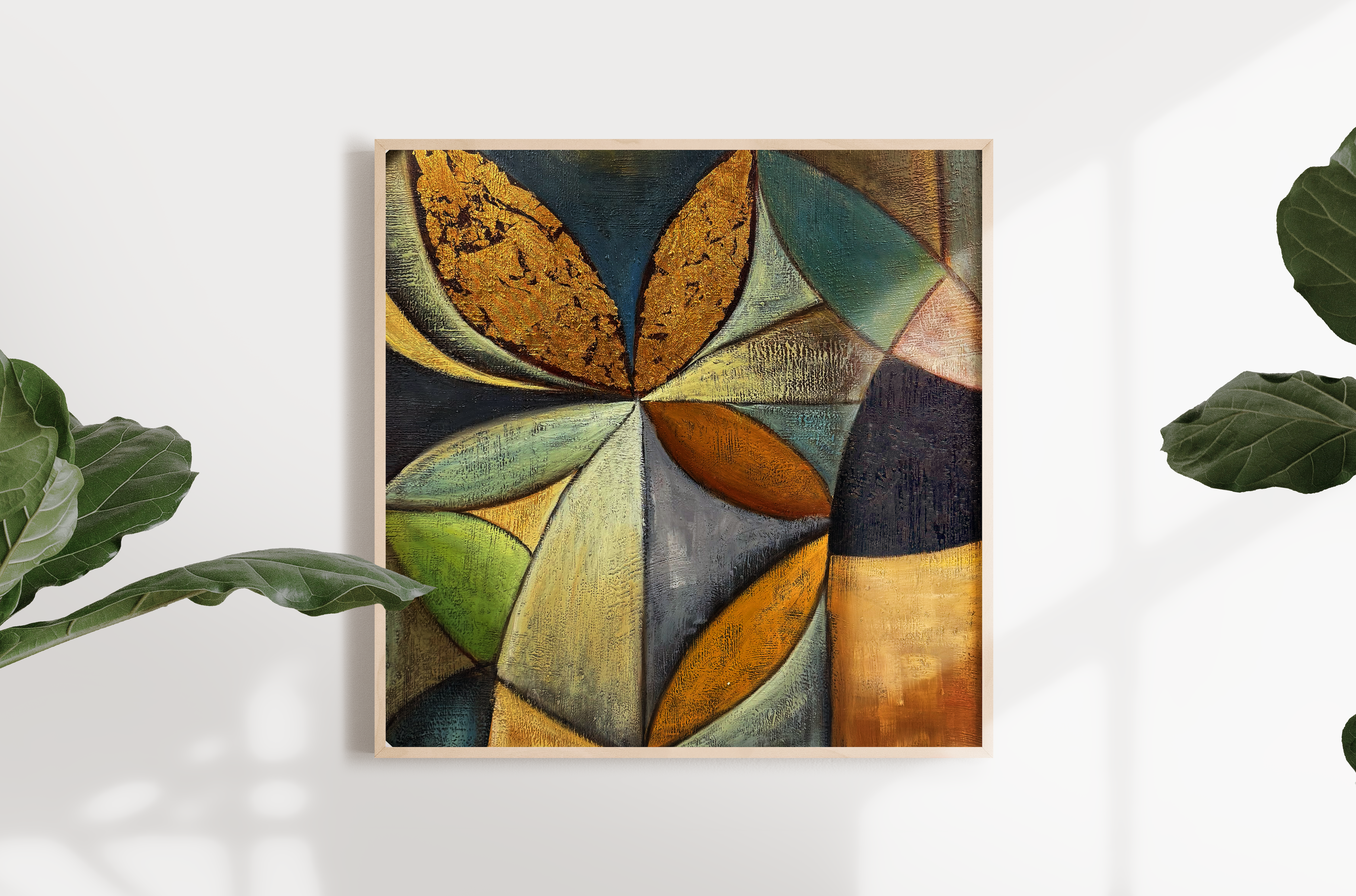 Jusbart 100% Hand-Painted Oil Painting on Canvas – Wall Art for Home Decoration – 37.4x37.4 inch Wall Art for Living Room, Bedroom, or Office