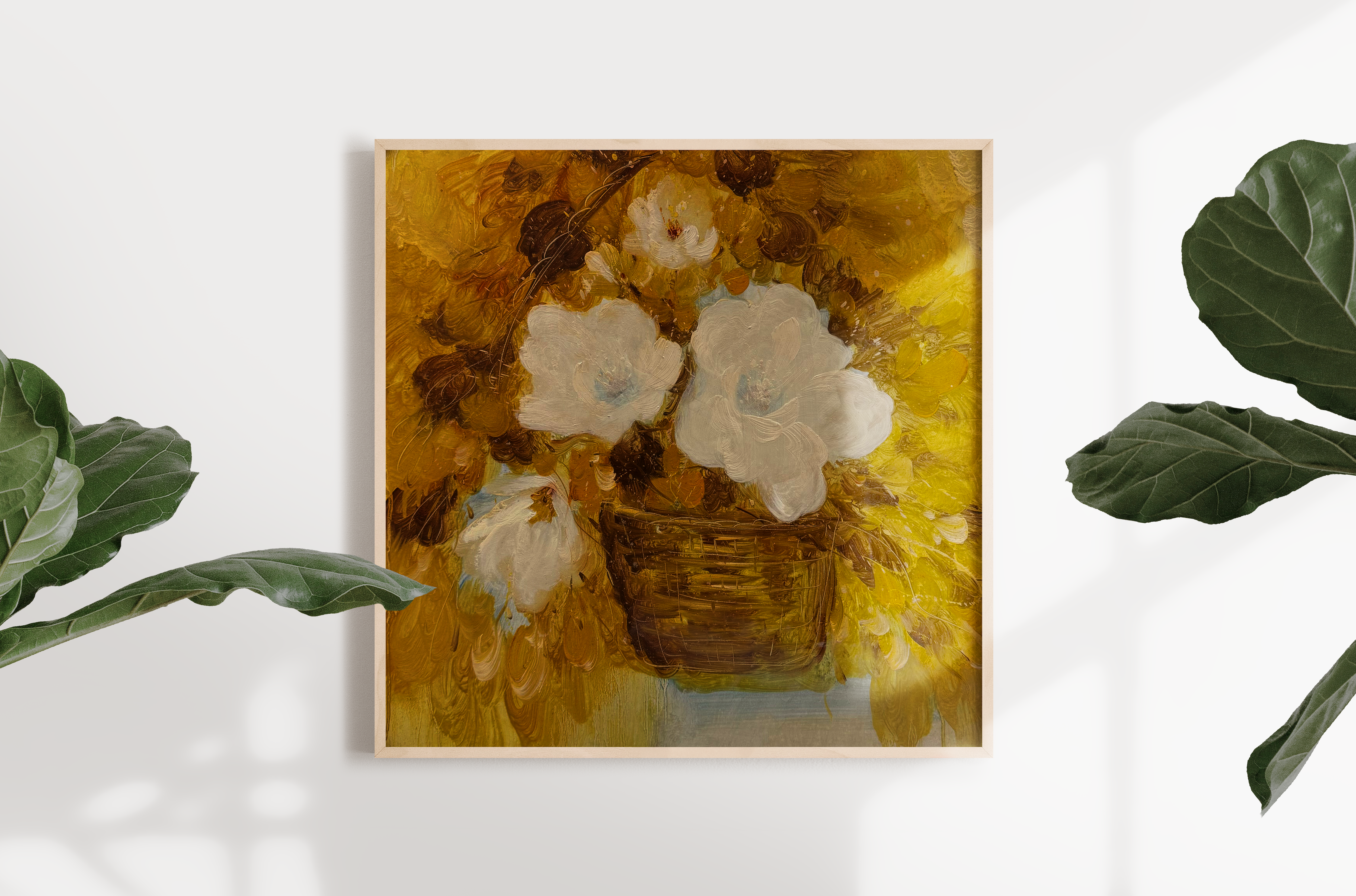 Jusbart 100% Hand-Painted Oil Painting on Canvas – [33x33in] Wall Art for Home Decoration – 30x30 inch Wall Art for Living Room, Bedroom, or Office