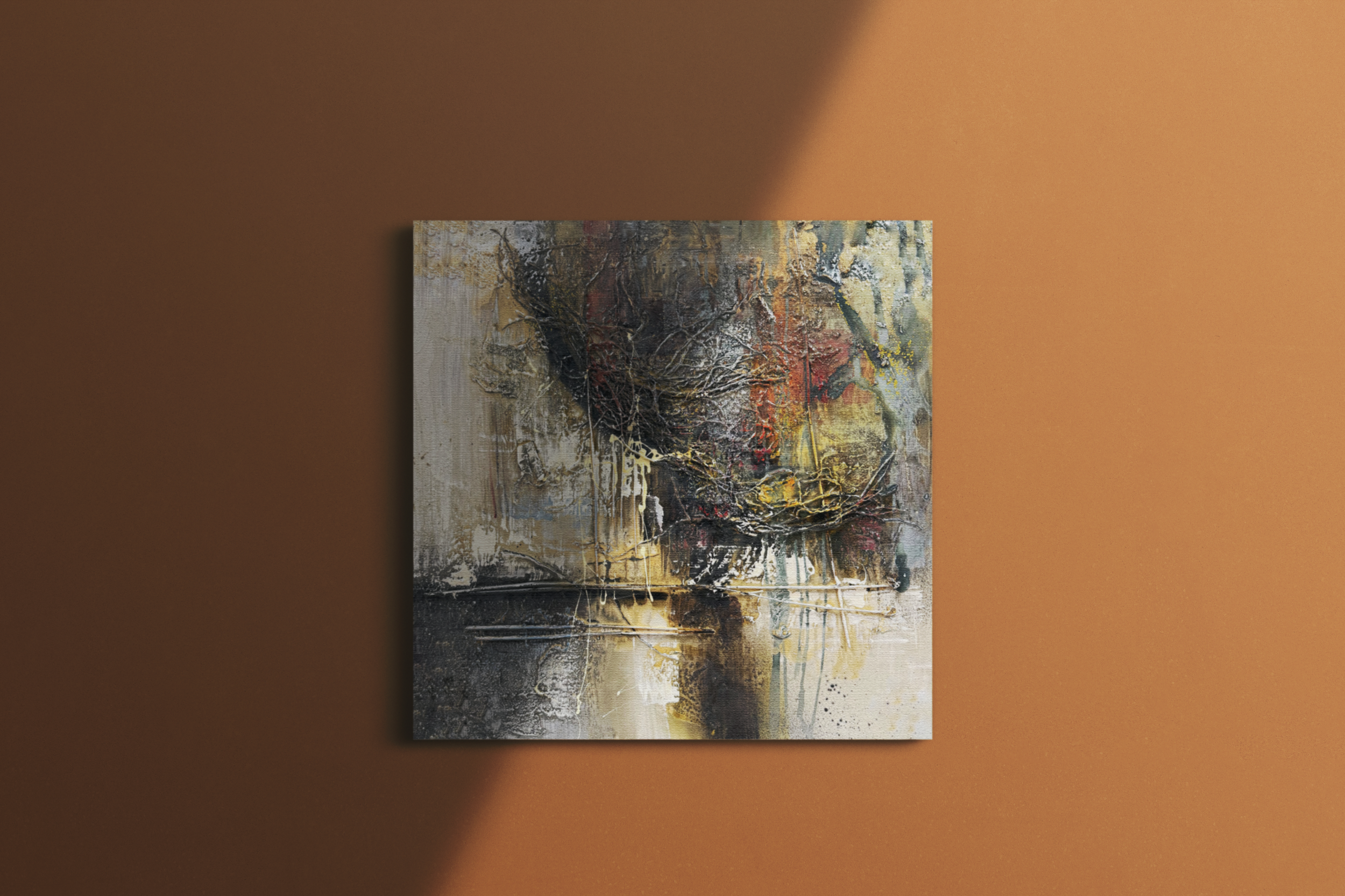 Jusbart 100% Hand-Painted Oil Painting on Canvas – 31.5x31.5in Wall Art for Home Decoration – 30x30 inch Wall Art for Living Room, Bedroom, or Office