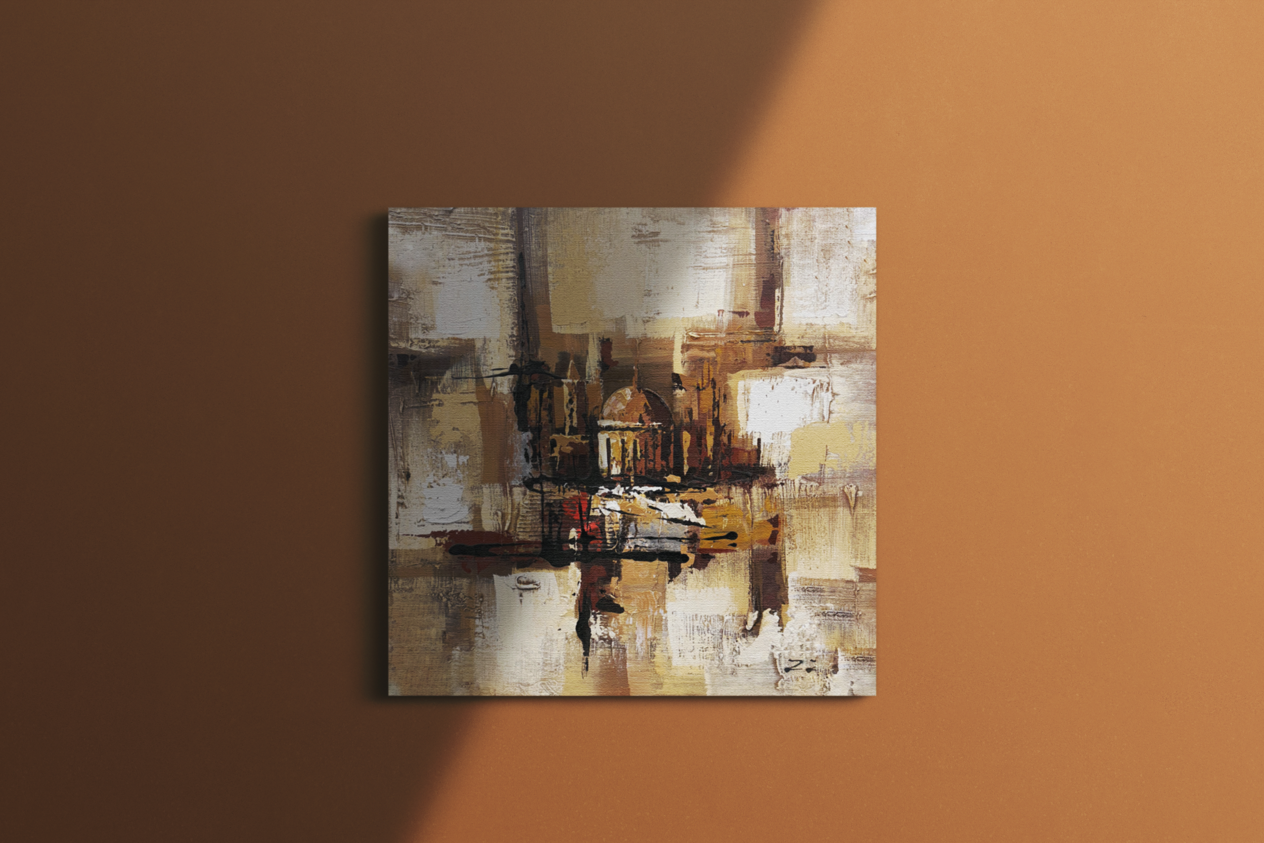 Jusbart 100% Hand-Painted Oil Painting on Canvas – 31.5x31.5in Wall Art for Home Decoration – 30x30 inch Wall Art for Living Room, Bedroom, or Office