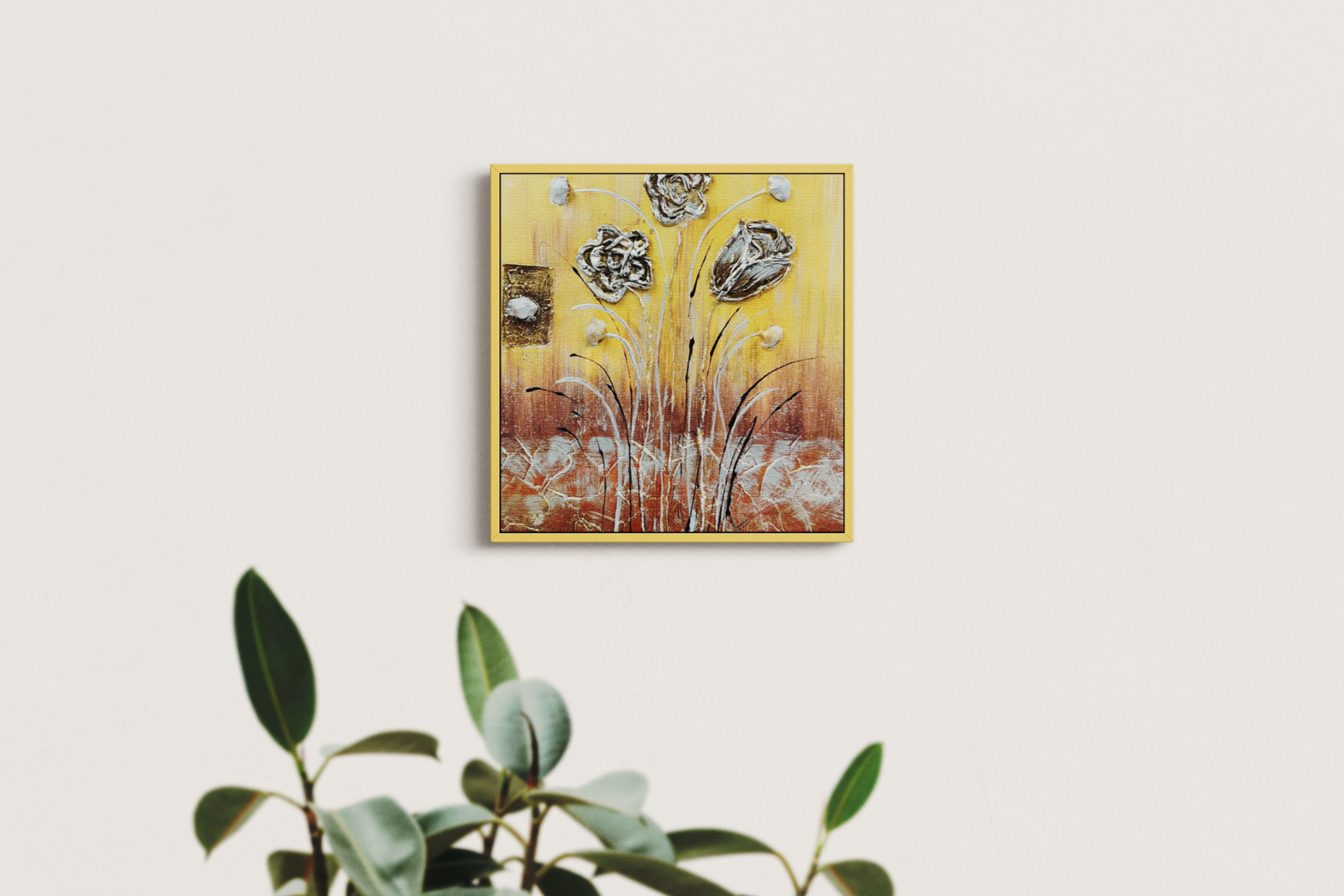 Jusbart 100% hand crafted  Canvas Wall Art – 26x26 Inch Framed Oil Painting for Modern Home Décor, 10 Designs Available