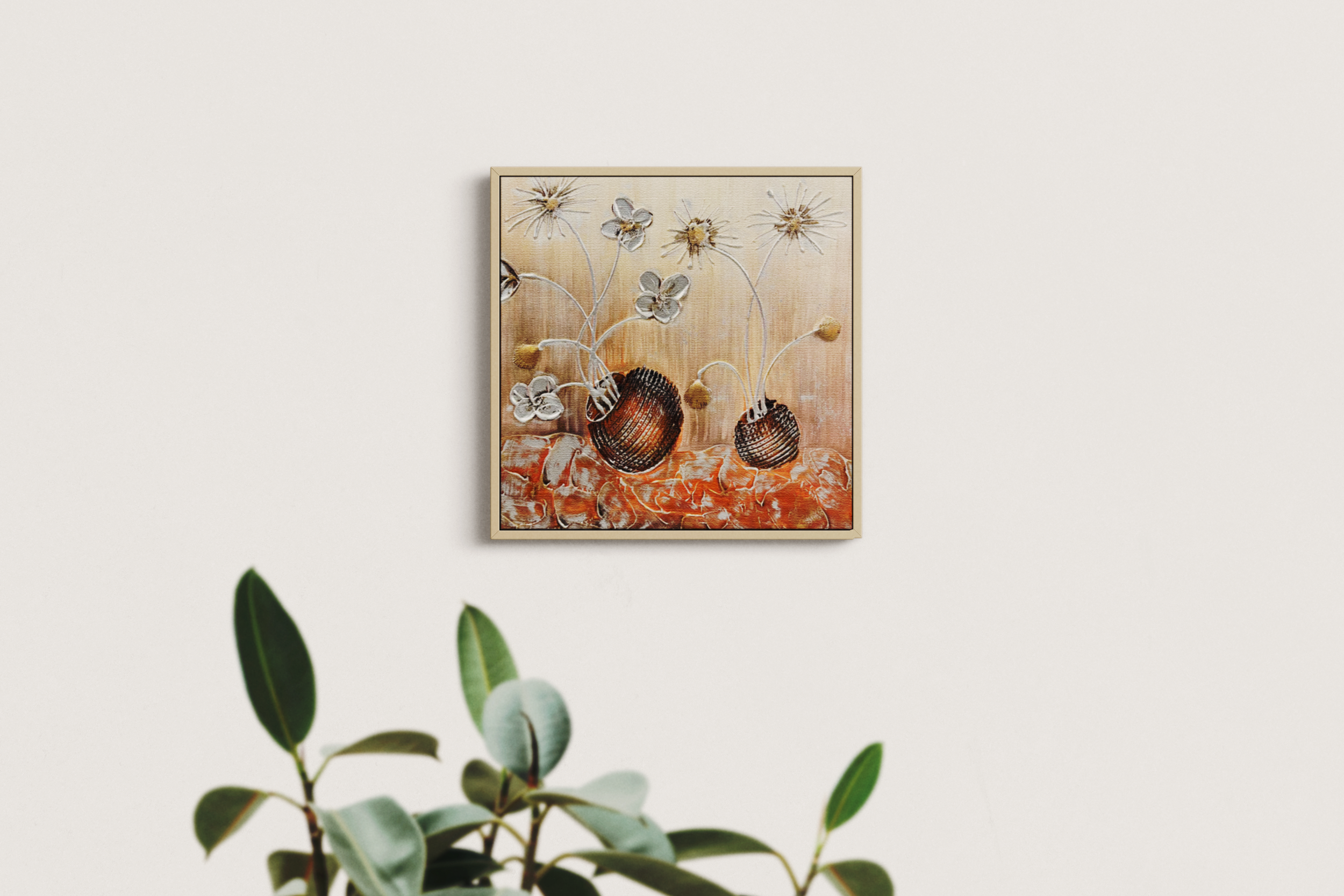 Jusbart 100% hand crafted  Canvas Wall Art – 26x26 Inch Framed Oil Painting for Modern Home Décor, 10 Designs Available