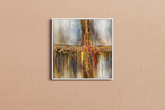 Jusbart Hand-Painted Canvas Wall Art – 37.4x37.4 Inch Oil Painting for Home Decoration