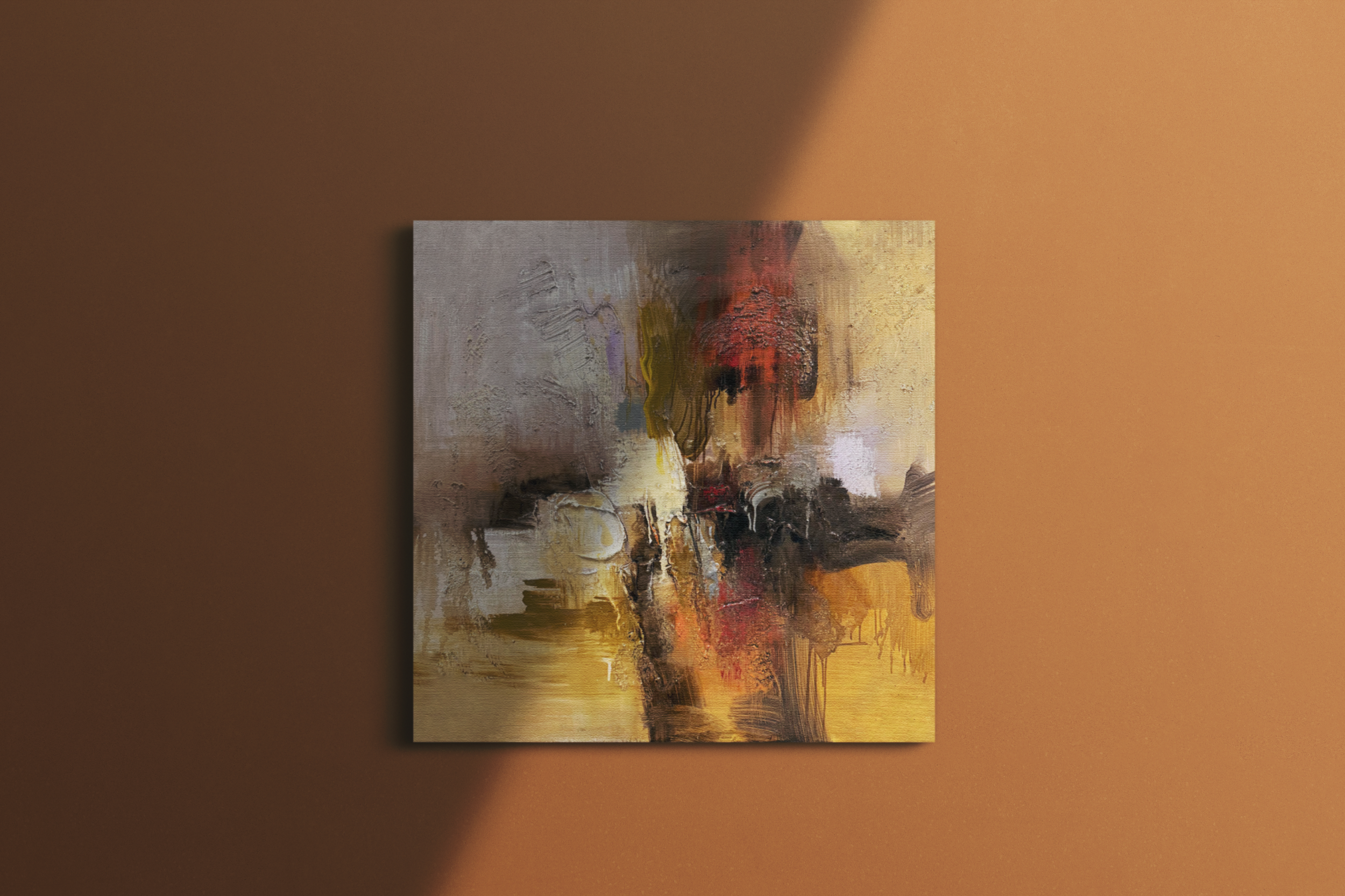 Jusbart 100% Hand-Painted Oil Painting on Canvas – 31.5x31.5in Wall Art for Home Decoration – 30x30 inch Wall Art for Living Room, Bedroom, or Office