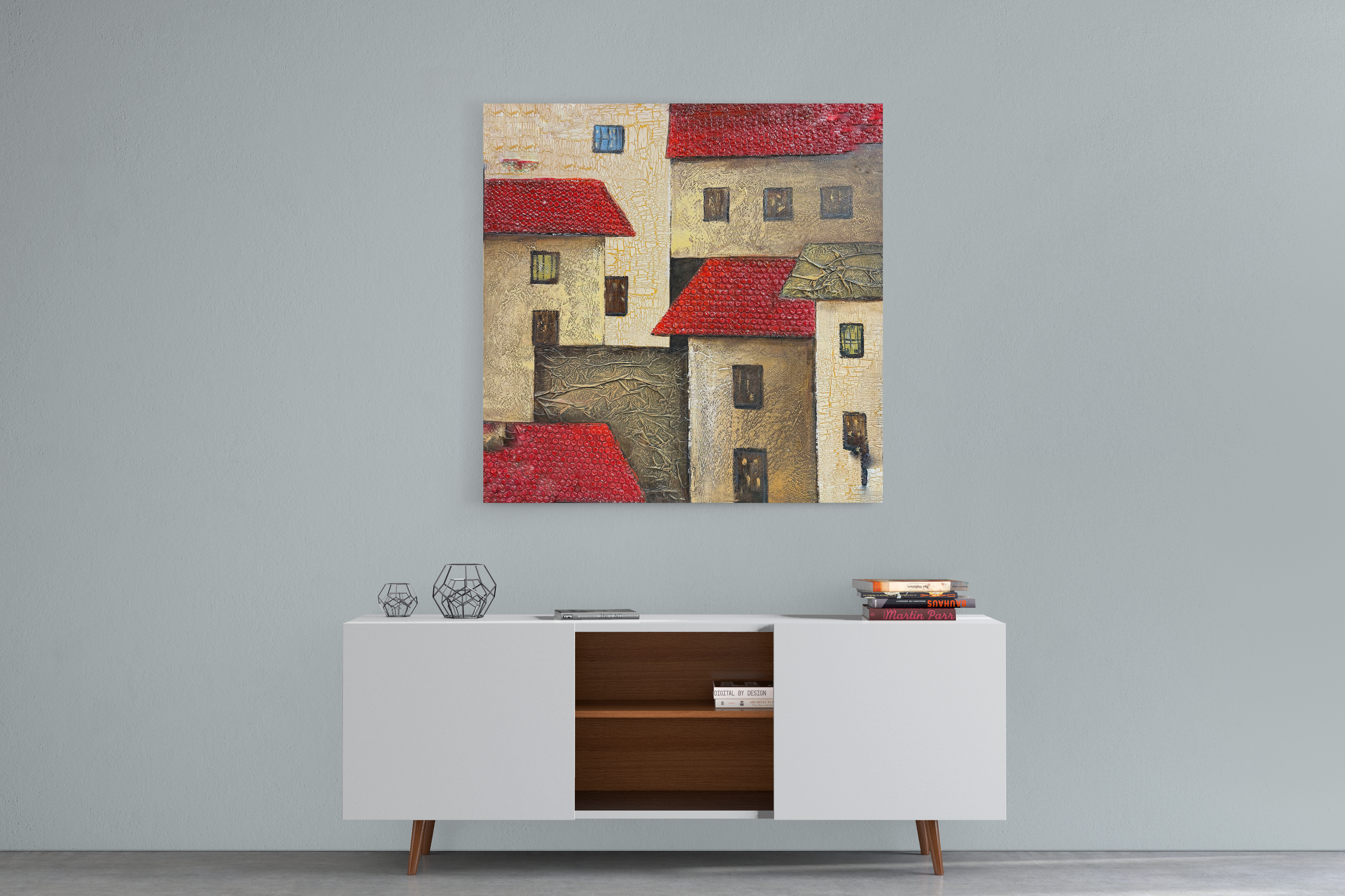 Jusbart Hand-Painted Canvas Wall Art – 30x30 Inch Oil Painting for Home Decoration, 8 Styles Available