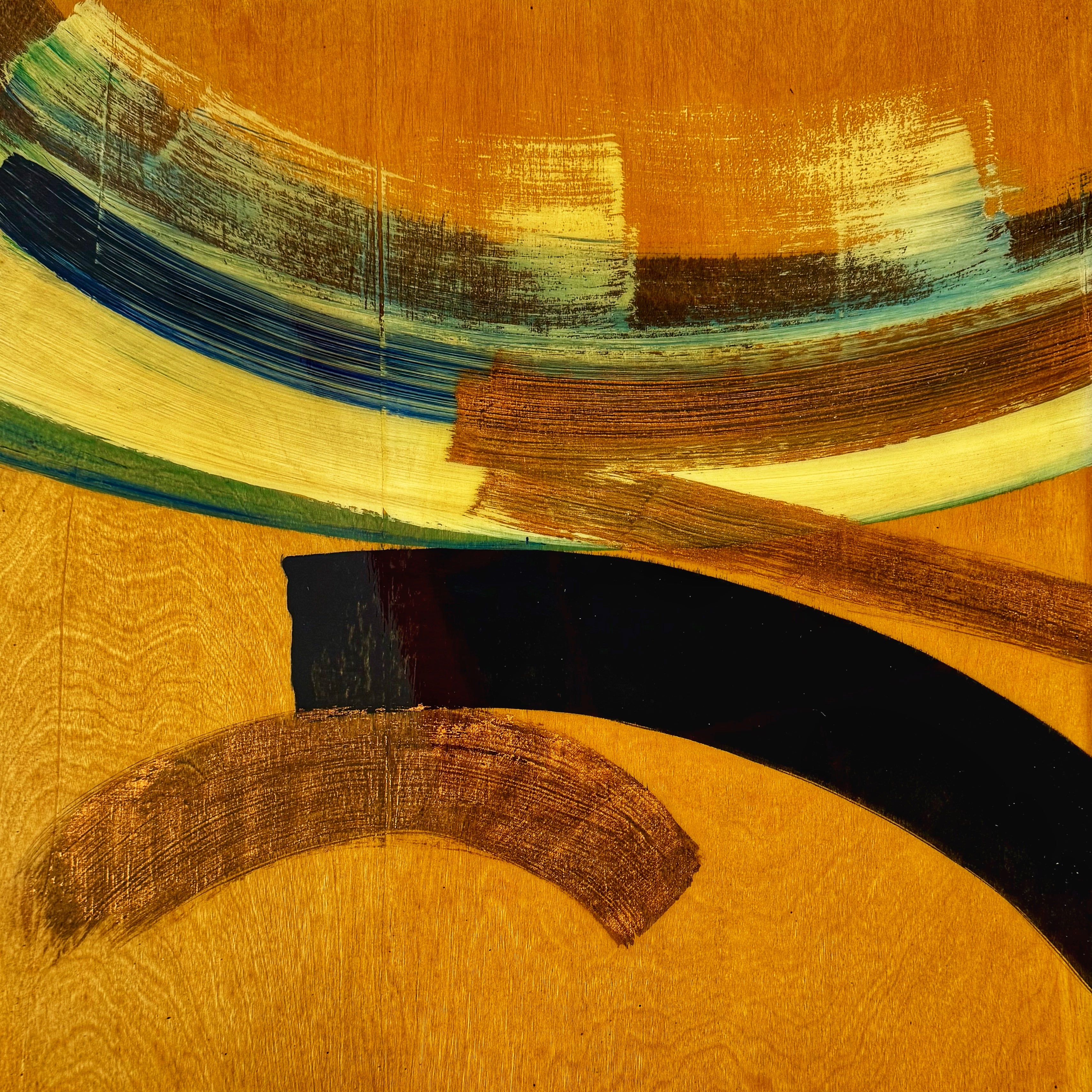 Jusbart Solar Flow – Set of 3 Hand-Painted Wood Wall Art Panels (20x20 inch Each) – Contemporary Abstract Triptych