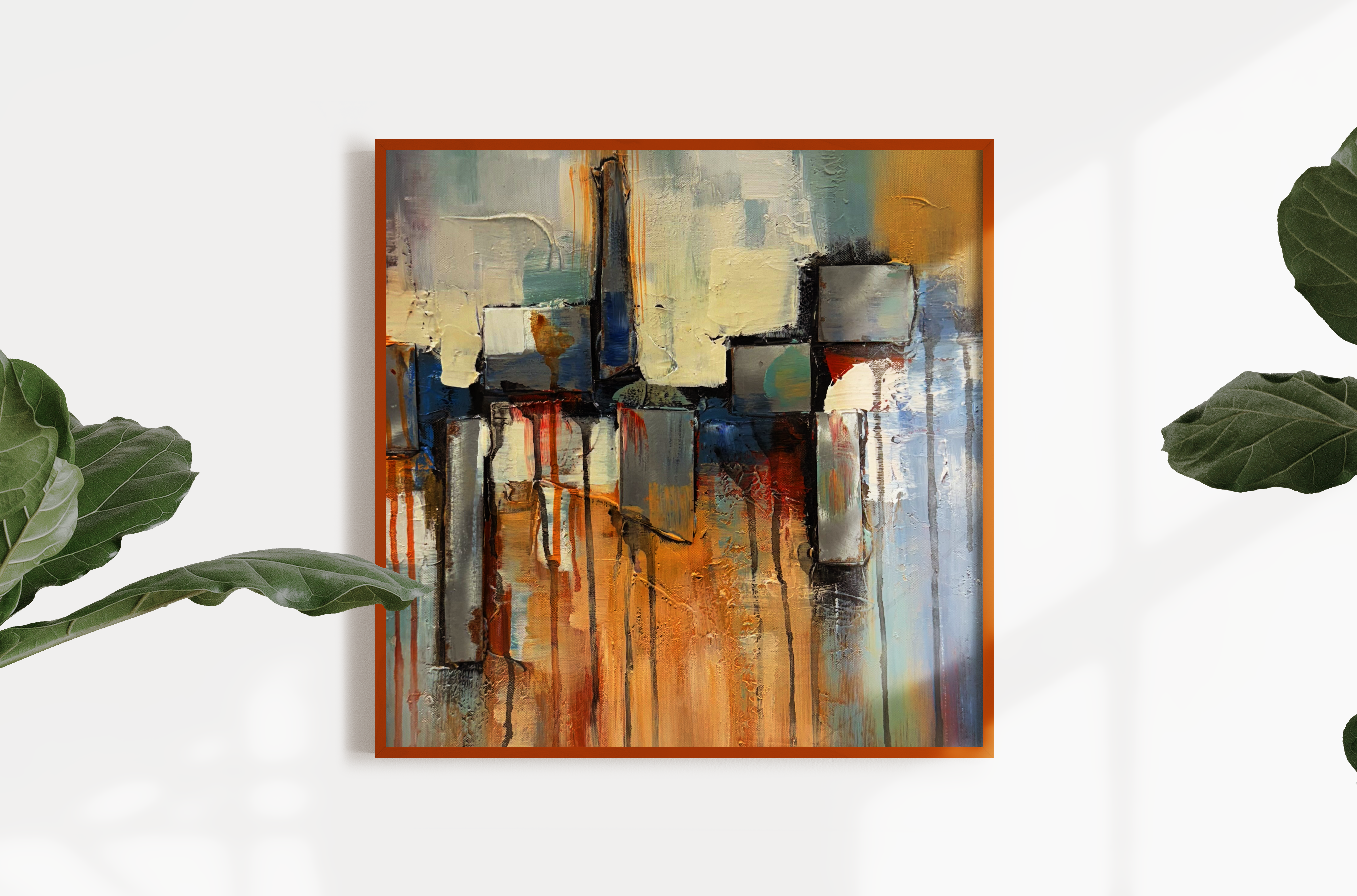 jusbart Abstract Oil Painting on Canvas – 22x22 inch Wall Art for Home Decoration